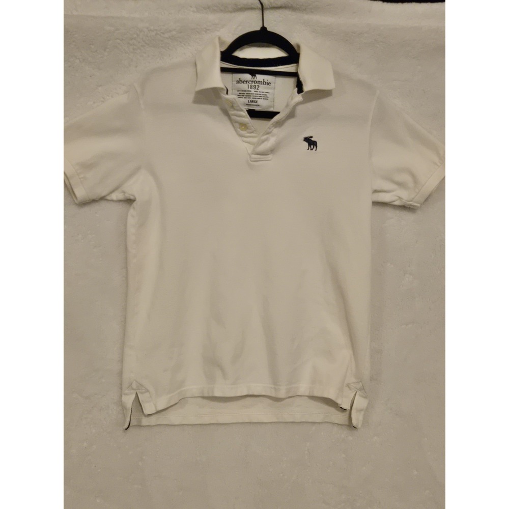 Abercrombie Kids White Size Large Polo Boys Short Sleeve With Blue Logo